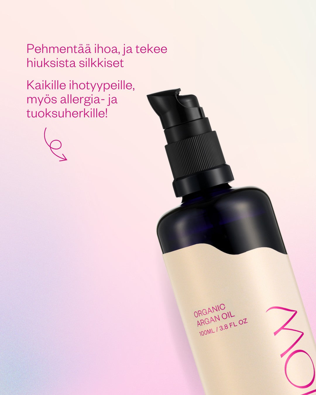 Argan Oil ihonhoitoöljy kasvoille, vartalolle ja hiuksille (pumpulla)