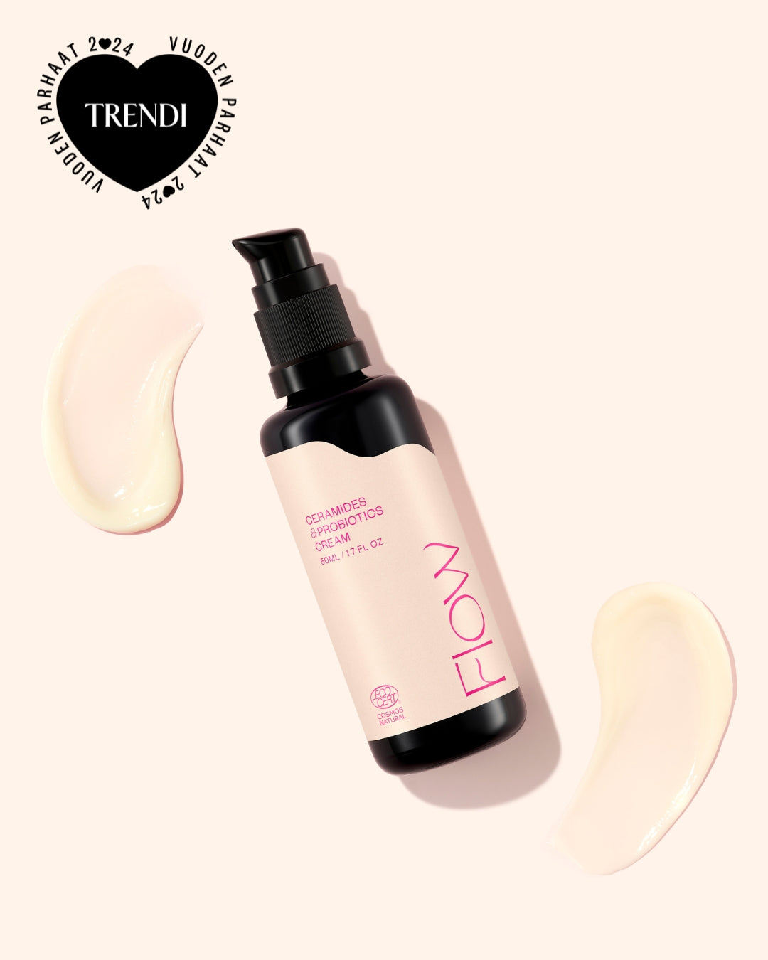 Ceramides & Probiotics Cream Cosmos Natural - korjaava herkän ihon kasvovoide (hajusteeton)