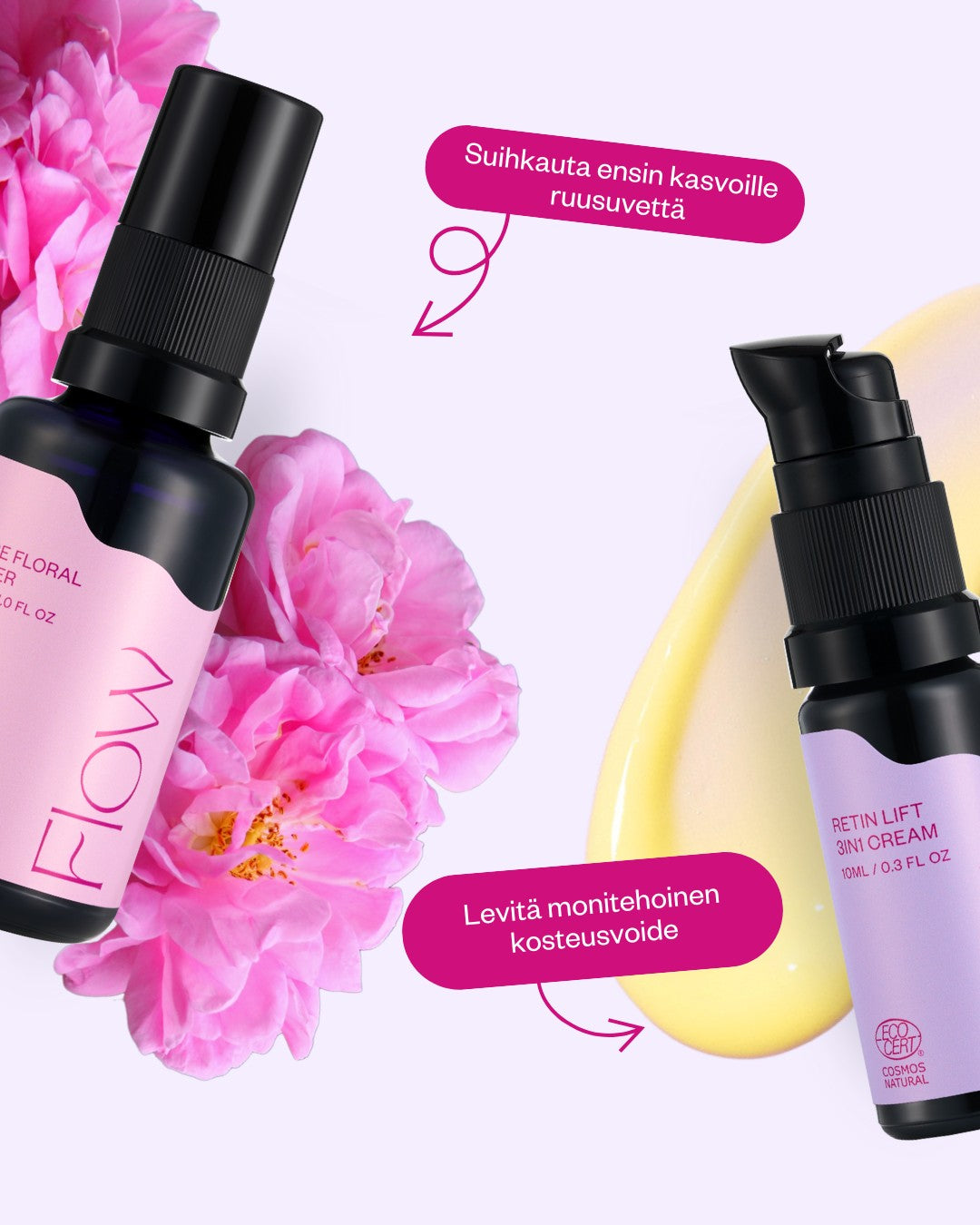 INSTANT LIFT DUO -silottava, rauhoittava ja kosteuttava minisetti ikääntyvälle iholle