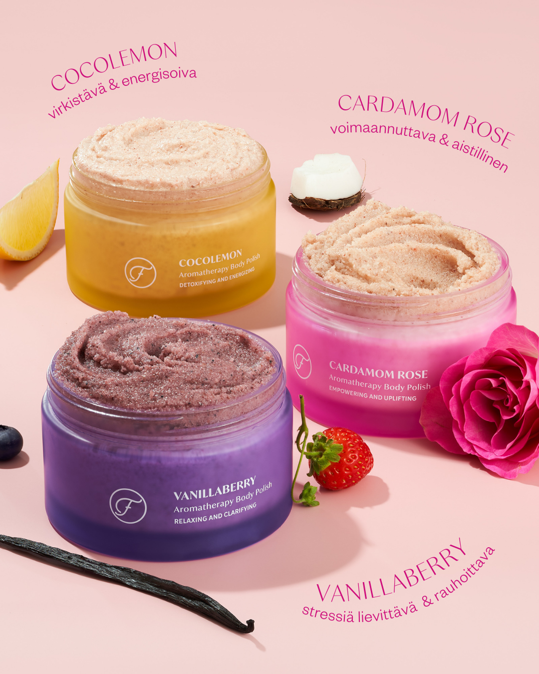 OUTLET Cardamom Rose aromaterapeuttinen vartalokuorinta