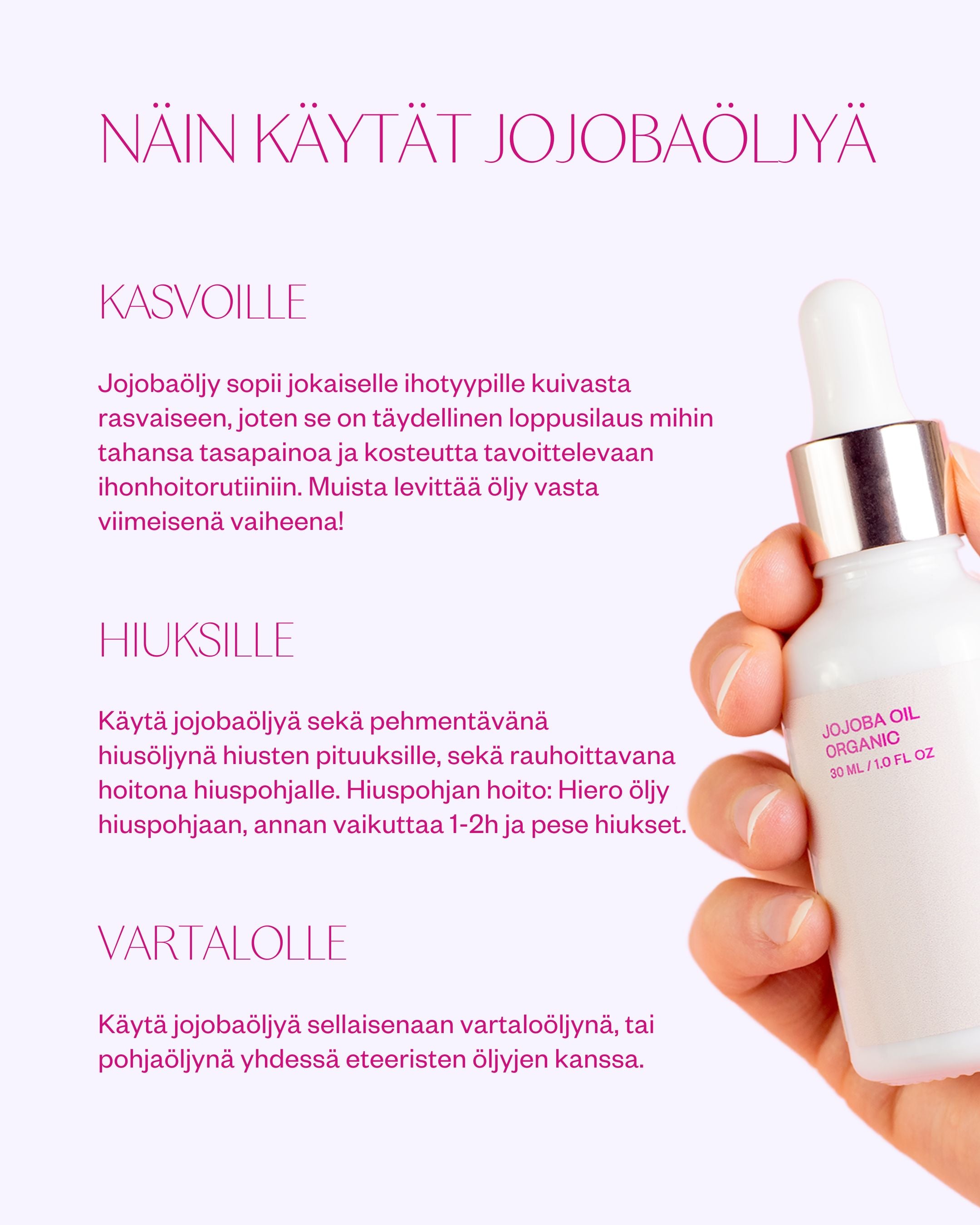 Luomu Jojobaöljy ihonhoitoon 30ml
