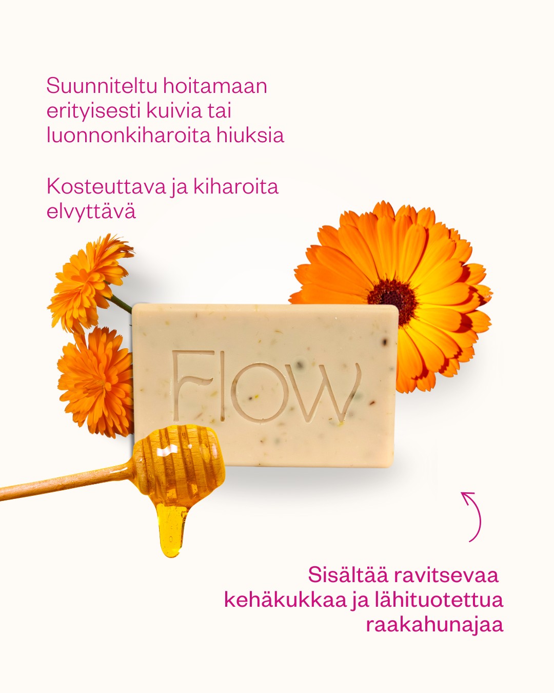 Marigold & Honey Shampoo Soap Bar -palashampoo kuiville ja luonnonkiharoille hiuksille