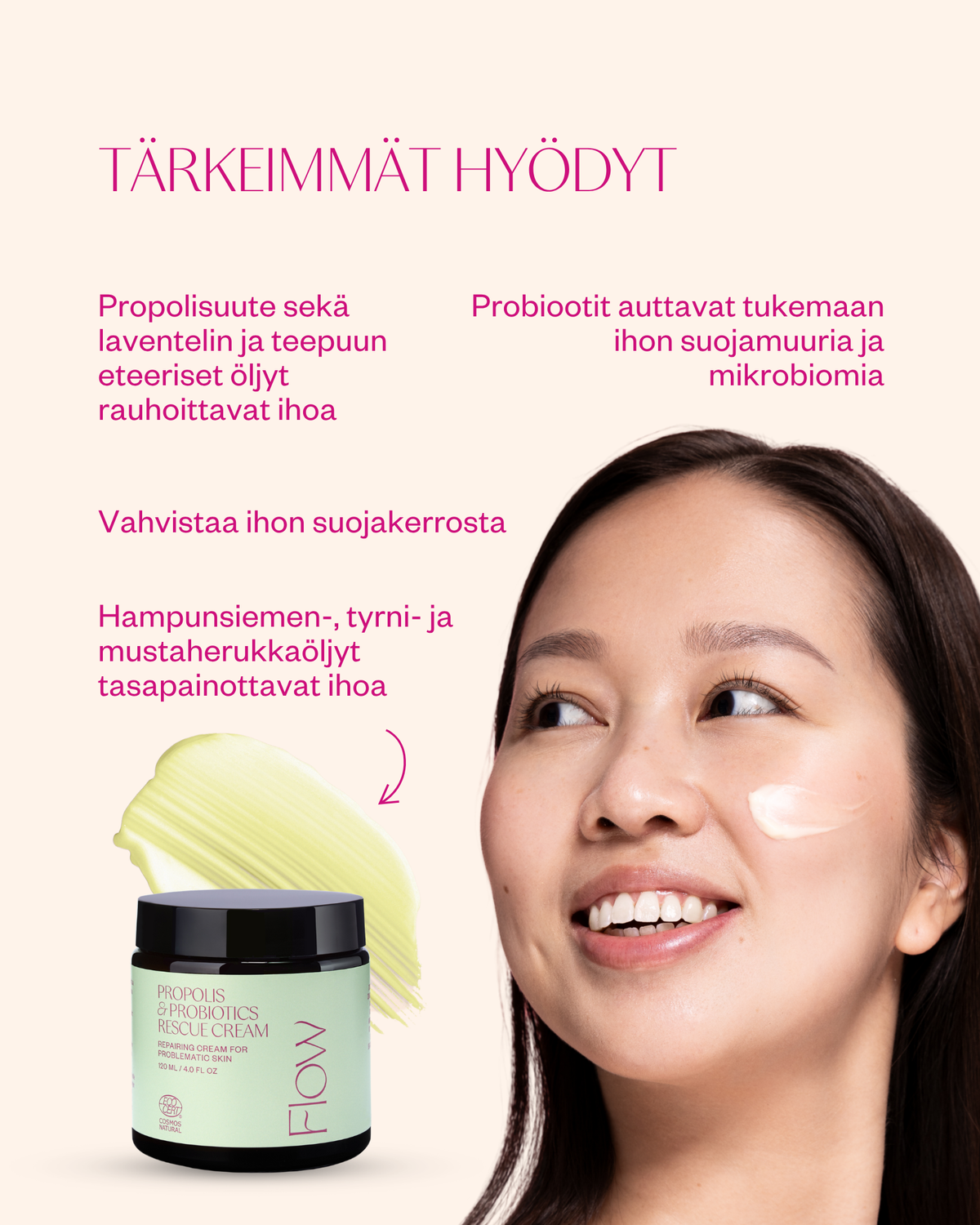 Propolis & Probiotics Rescue Cream erikoisvoide ongelmaiholle