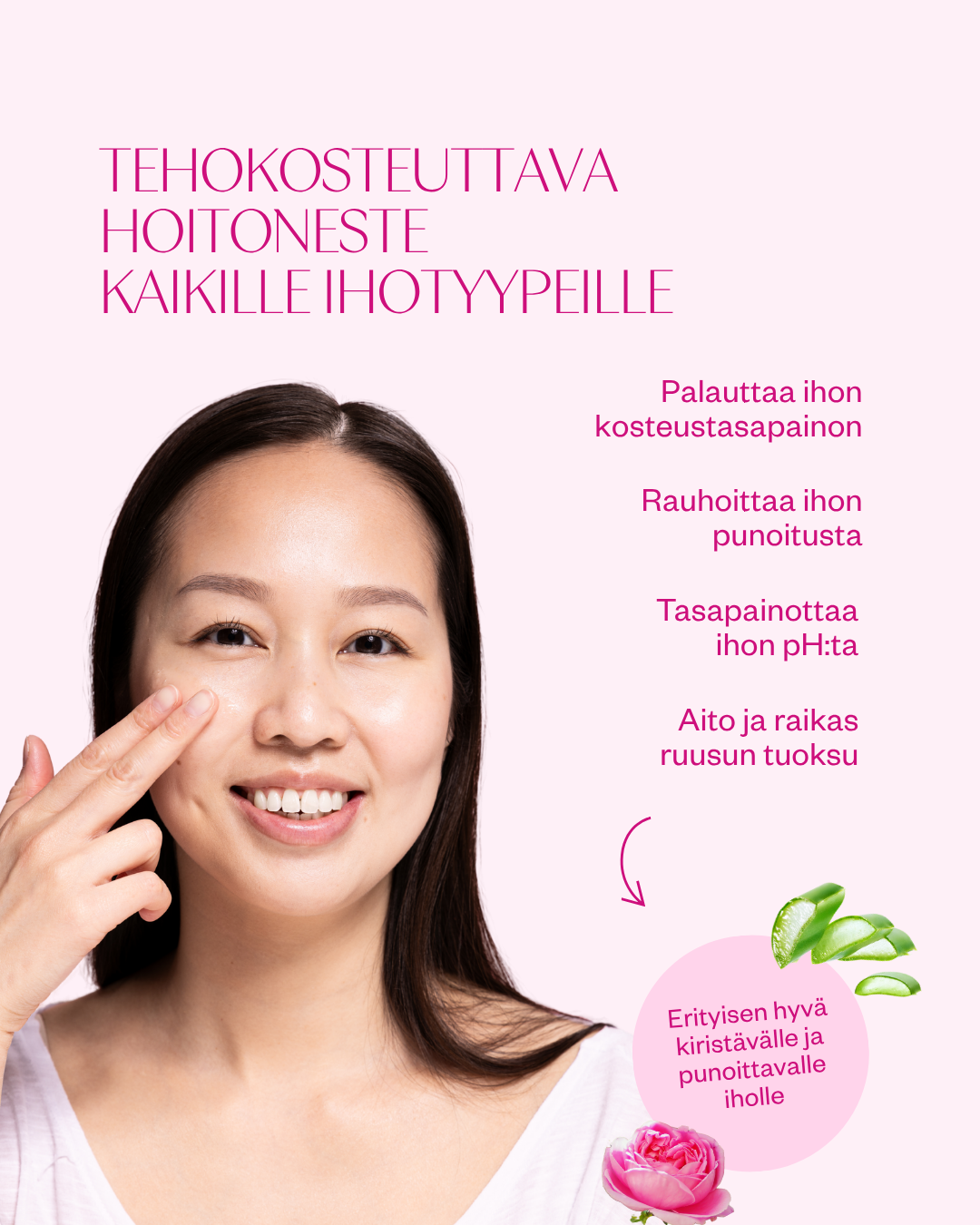 Luonnonkosmetiikan uutuustuote: Flow Cometics Rose & Aloe Rich Toner -hoitoneste sopii kaikille ihotyypeille, punoittavalle iholle, kiristävälle iholle Ecocert COSMOS Organic