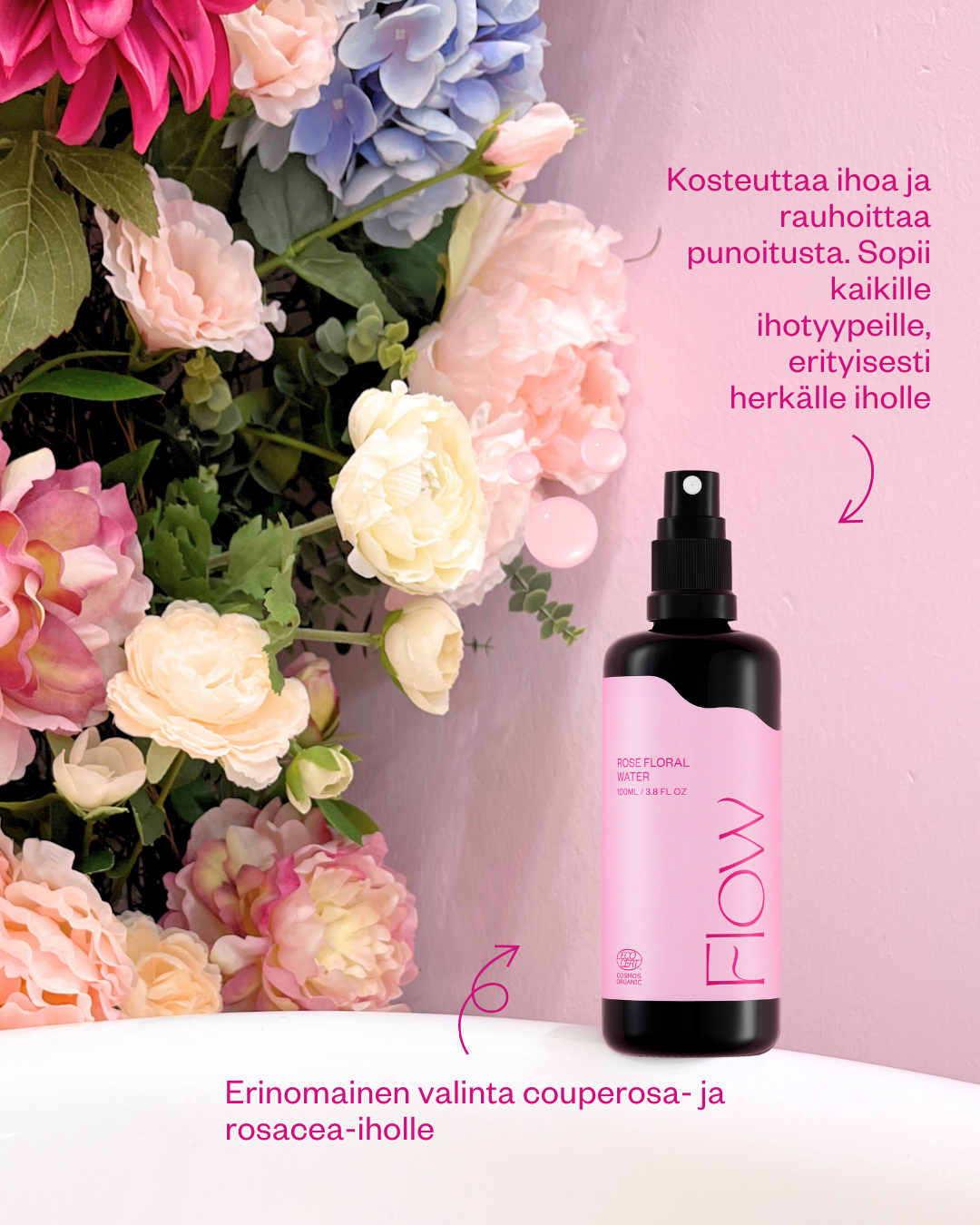 Rose Floral Water luomu ruusuvesi Cosmos Organic