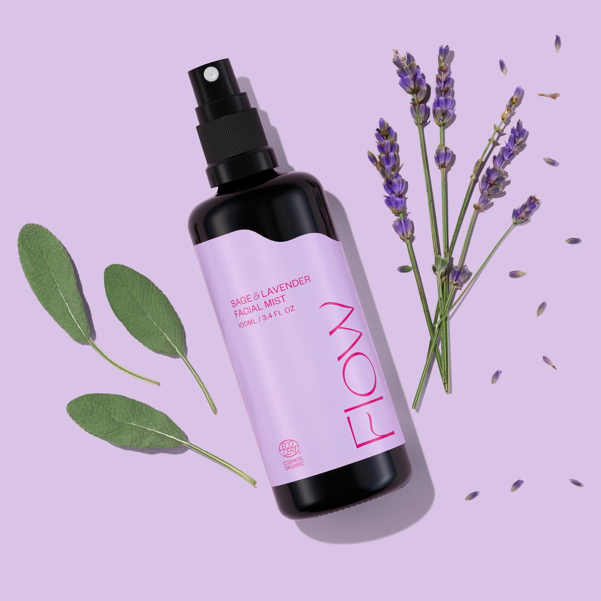 Flow Cosmetics Laventelivesi sekaiholle Ecocert Cosmos Organic