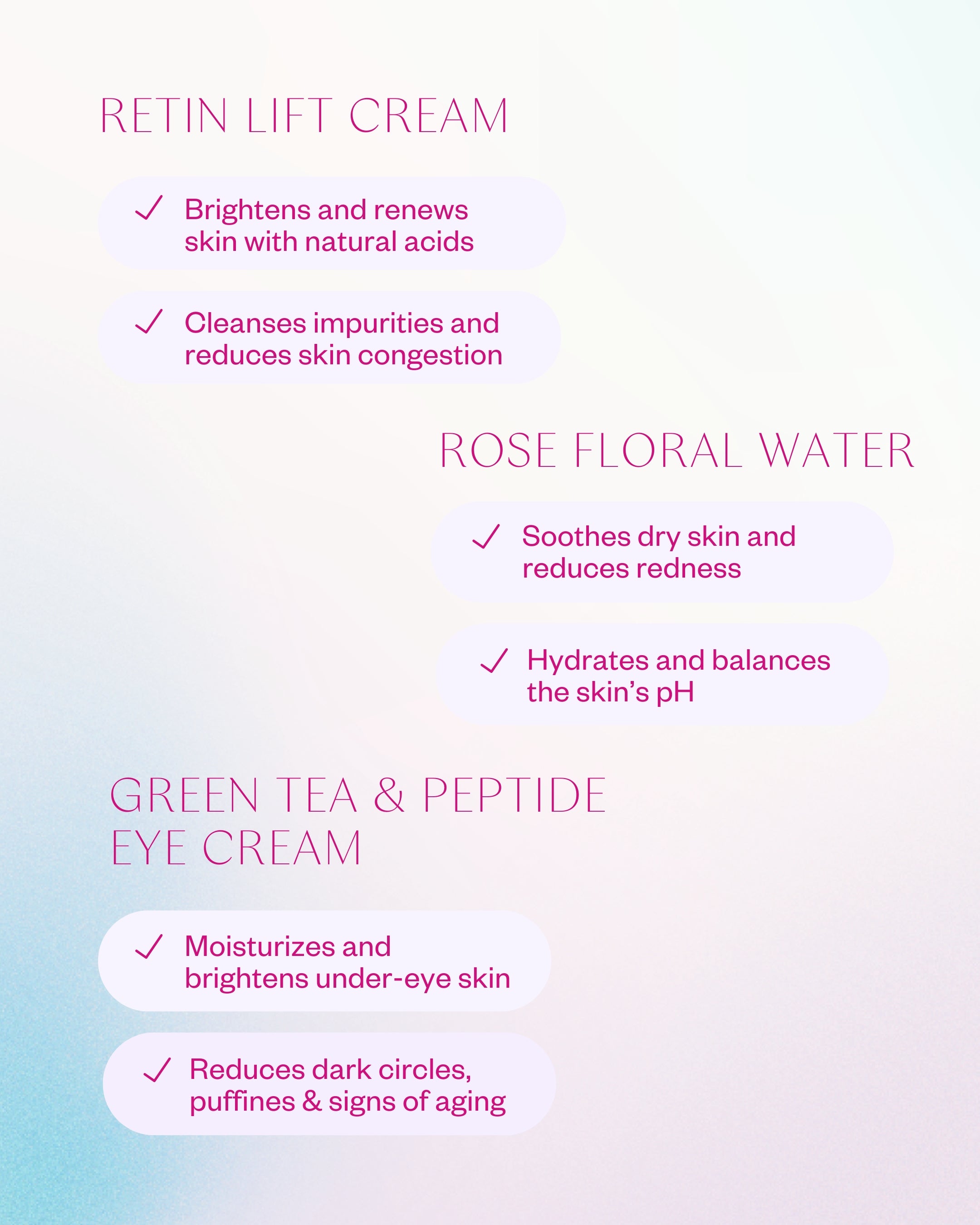 Set for aging skin: face cream, toner and eye cream