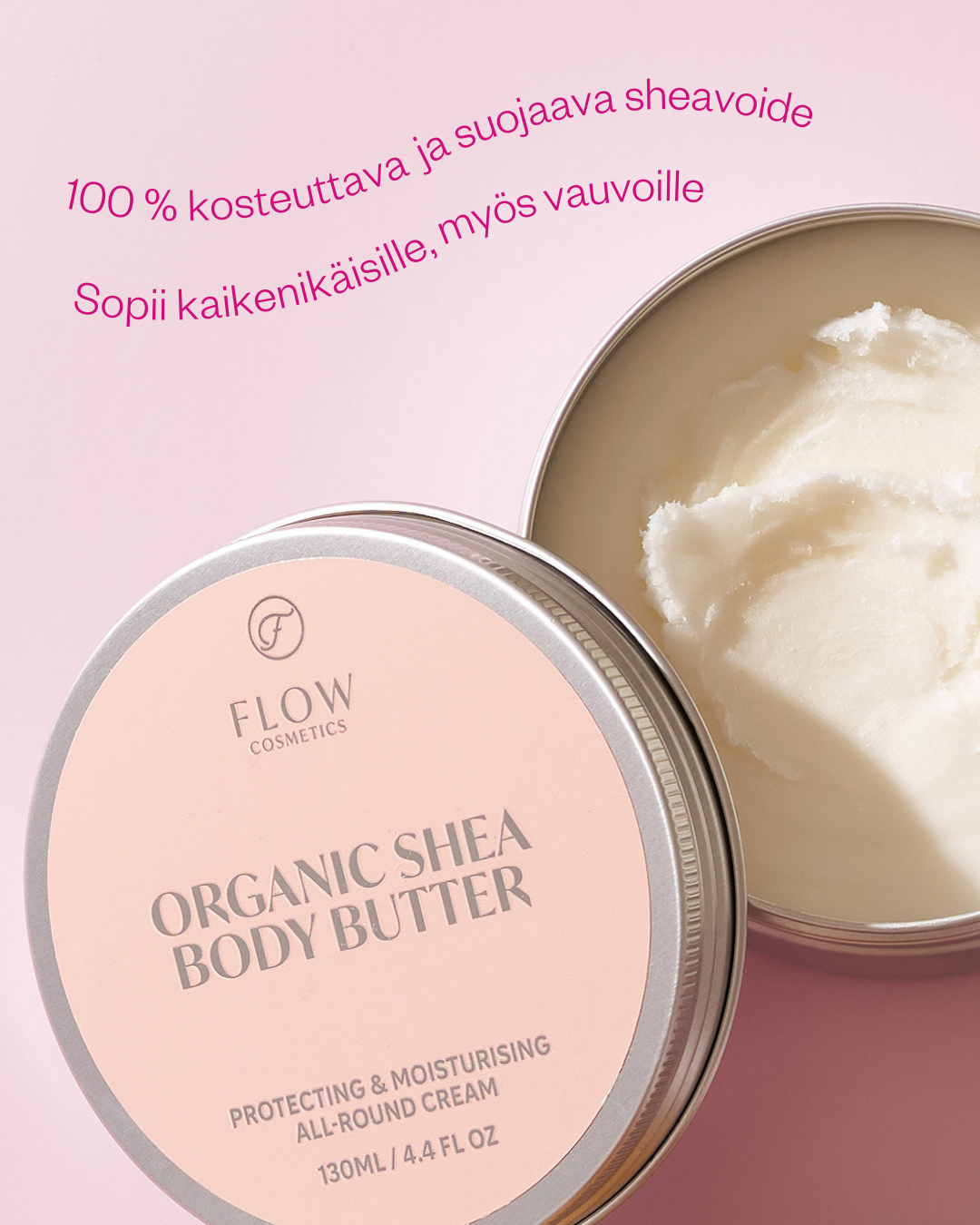 100% Shea Butter -Shea vartalovoi ja yleisvoide herkälle ja kuivalle iholle