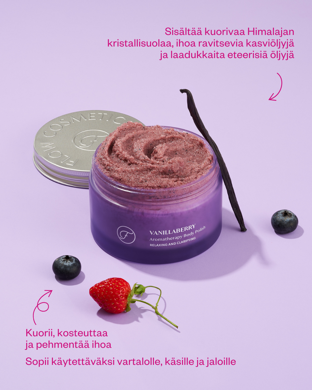 VanillaBerry - aromaterapeuttinen vartalokuorinta kaikille ihotyypeille