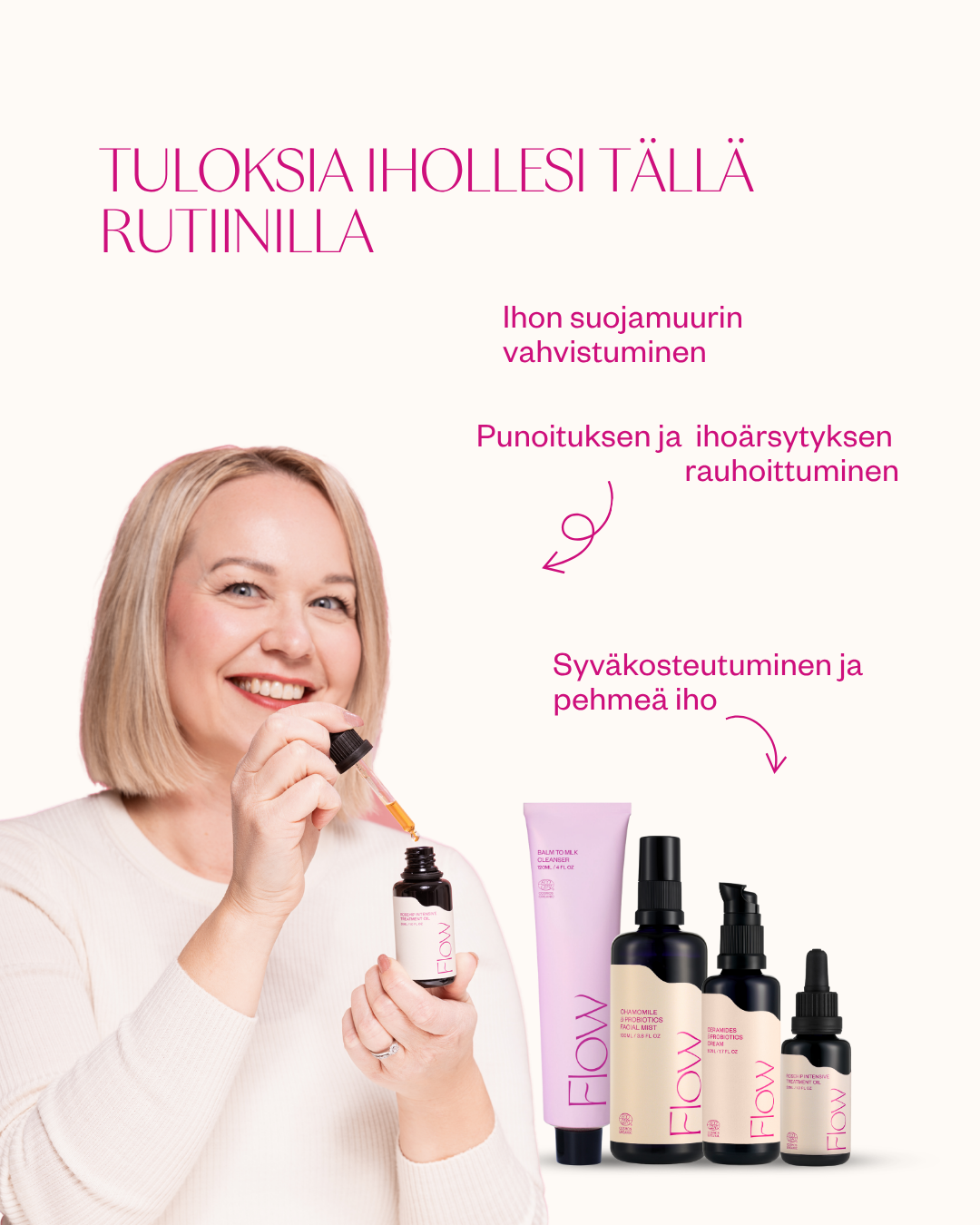 Herkän ihon rauhoittava hoitorutiini